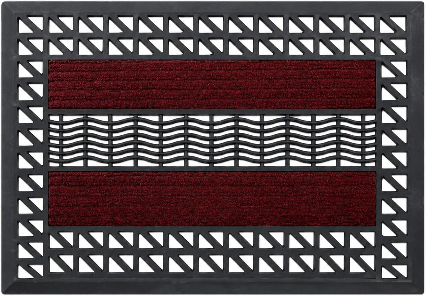 ROOM127 Outdoor Doormat, 28.3" x 17.3" Heavy Duty Rubber Scraper Mat | Absorbent Strips with Open Drainage, Low Profile Non-Slip Indoor Outdoor Entry Rug for Front Door Patio Garage Mudroom