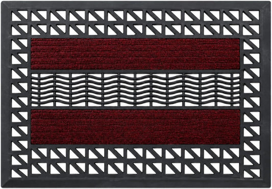 ROOM127 Outdoor Doormat, 28.3" x 17.3" Heavy Duty Rubber Scraper Mat | Absorbent Strips with Open Drainage, Low Profile Non-Slip Indoor Outdoor Entry Rug for Front Door Patio Garage Mudroom