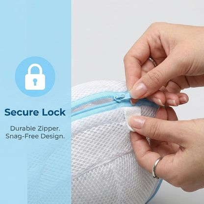 2 Pack Bra Wash Bags with Hooks, 3D Protective Mesh Bra Laundry Bags for Washing Machine, Zippered Lingerie Wash Bags for Small to Medium Bras, Delicates, Underwear, Socks and Travel Storage