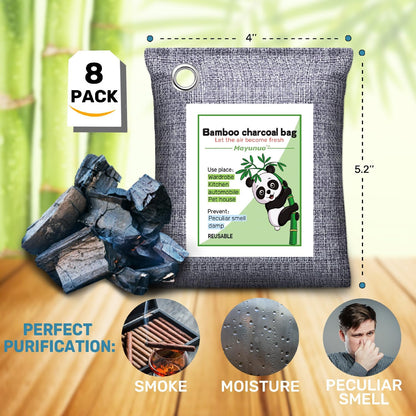Activated Charcoal Odor Absorber, Natural Shoe Deodorizer Insert, Sneaker Odor Eliminator and Moisture Absorbers. 6 Pack Bamboo Charcoal Air Purifying Bags Shoe Smell Remover