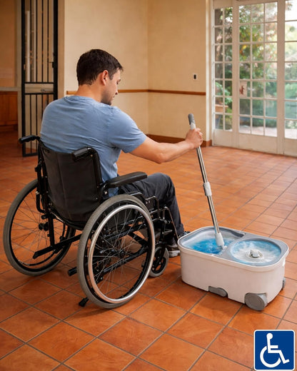 Spin Mop and Bucket System with Wringer, Microfiber Spin Mop and Bucket Set, Stainless Steel Handle, Rolling Mop Bucket with Drain Plug, Includes 3 Mop Heads for Hardwood Tile Floors