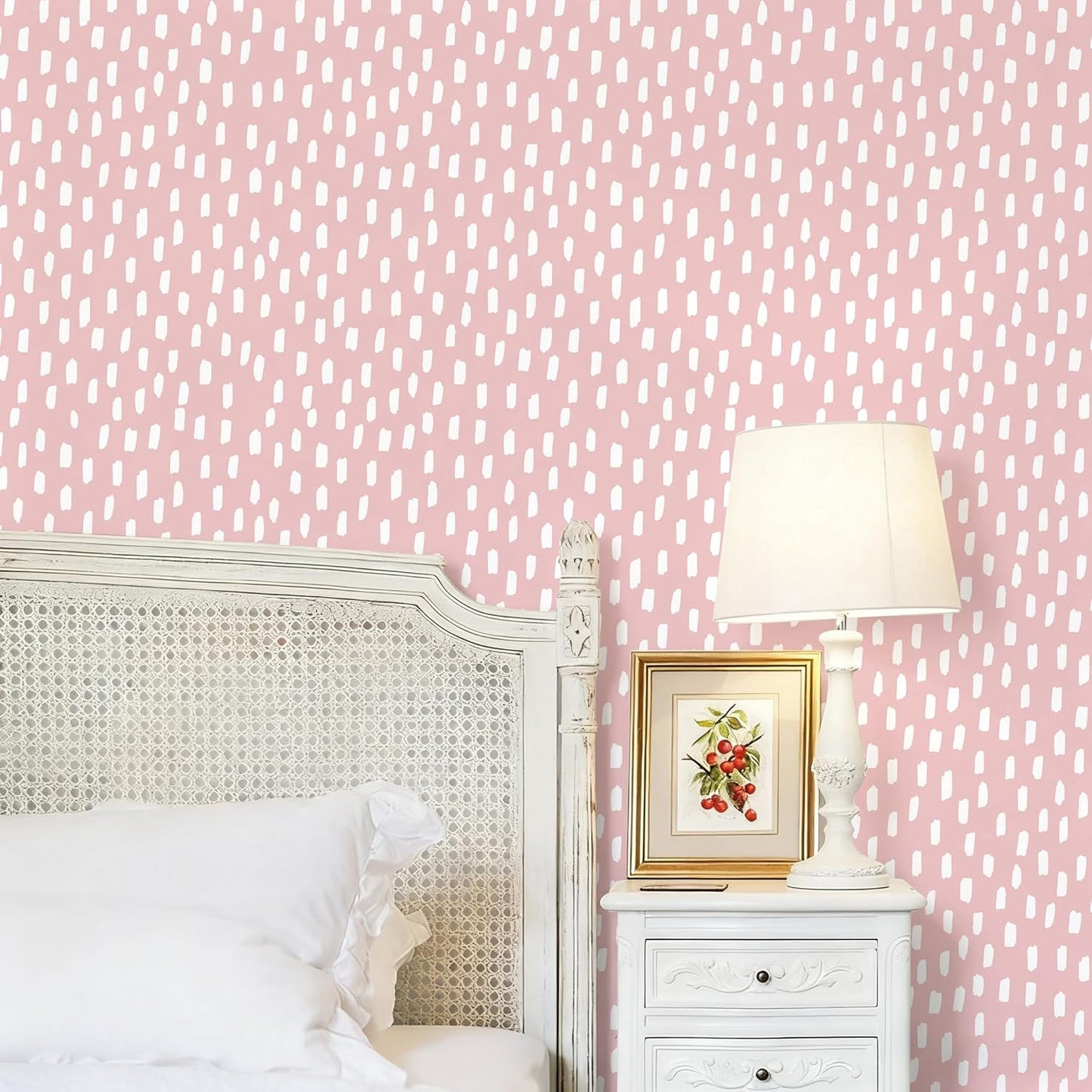 HAOKHOME Peel and Stick Wallpaper Boho Modern Dots Wall Paper Removable for Bathroom Caramel/White Contact Paper 17.3in x 9.8ft