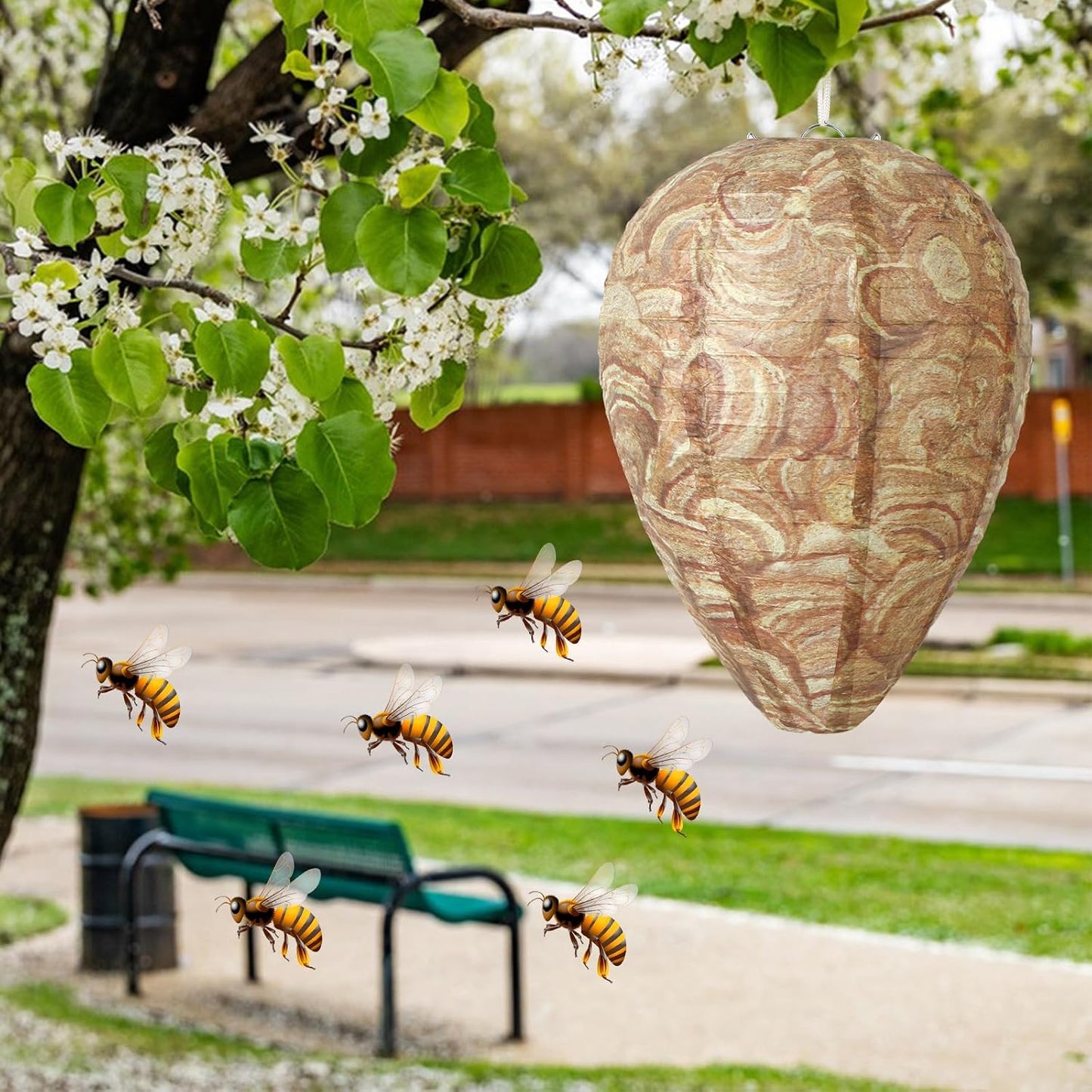 DECYOOL 8 Pack Paper Wasp Nest Decoy Hanging Wasp Deterrent for Wasps Hornets Yellow Jackets