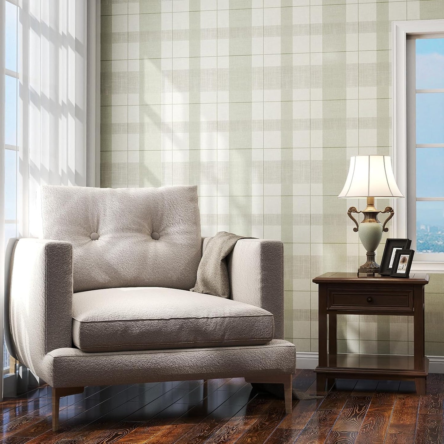 Modern Peel and Stick Wallpaper 17.3" x 78.7" Self Adhesive Wallpaper Textured Neutral Stripe Contact Paper Removable Vinyl Wall Paper for Living Room Bedroom Accent Wall Modern Minimalist Wall Decor