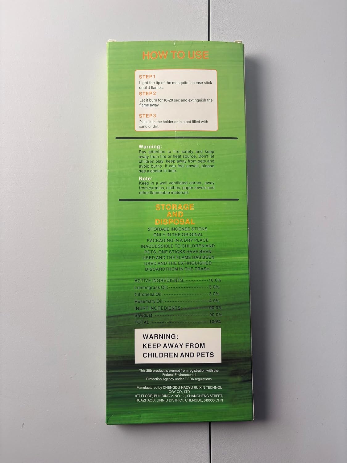 Mosquito Repellent Outdoor Patio 100 PCS Citronella Oil Mosquito Incense Sticks, Plant-Based Indoors Gnat Control for Camping Essentials, Fishing, Hiking, Yard, Backyard Travel