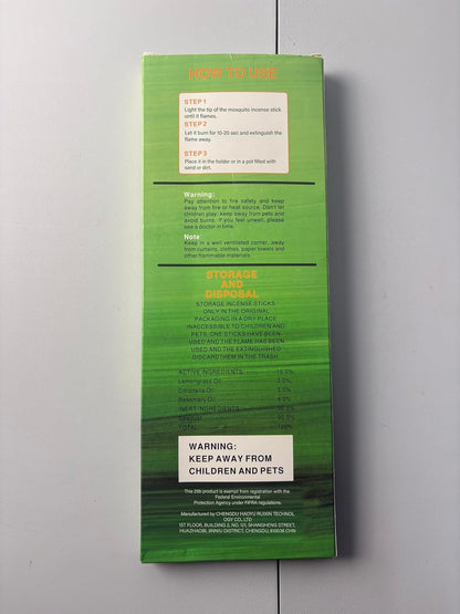 Mosquito Repellent Outdoor Patio 100 PCS Citronella Oil Mosquito Incense Sticks, Plant-Based Indoors Gnat Control for Camping Essentials, Fishing, Hiking, Yard, Backyard Travel