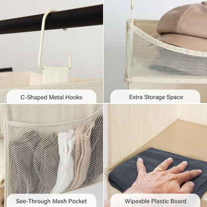 StorageWorks Hanging Closet Organizer, 3-Shelf Hanging Closet Shelves with Top Shelf, 15 ¾"W x 12" D x 31" H, Extra-Large Space, Ivory White