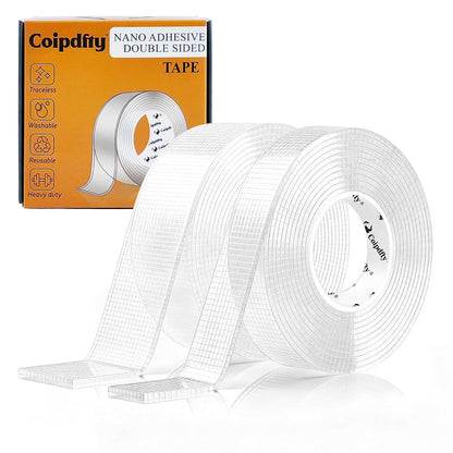 Double Sided Tape Heavy Duty for Wall Decor No Damage to Paint,Clear Removable Mounting Tape,Nano Two Sided Adhesive Tape,Picture Hanging Strips for Posters,Stickers - 3Rolls,Total(1.18in*20FT)
