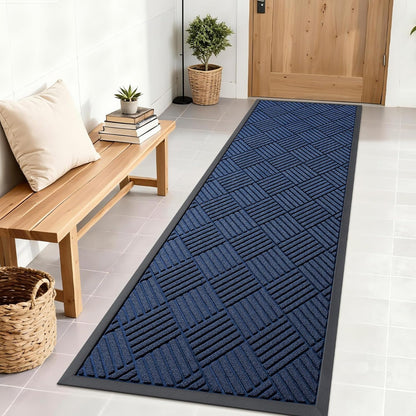 OLANLY Front Door Mat Outside Entrance 29.5x17, Absorbent, Heavy Duty Sturdy Natural Rubber Doormat Indoor Outdoor, Stain and Fade Resistant, Non-Slip Low Profile Floor Mat for Entryway, Grey Diamond