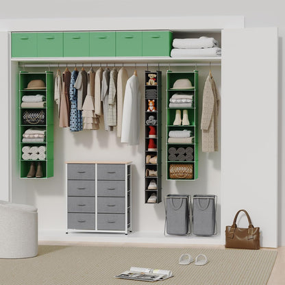 MAX Houser 6 Tier Shelf Hanging Closet Organizer, Closet Hanging Shelf with 2 Sturdy Hooks for Storage, Foldable (Grey)