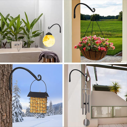 FEED GARDEN Heavy Duty Plant Hangers Outdoor Indoor, 8 Inch 2 Pack Metal Hanging Bracket Holds Up to 44 lbs, Wall Brackets for Hanging Baskets, Bird Feeders,Wind Chime& Lanterns, Black