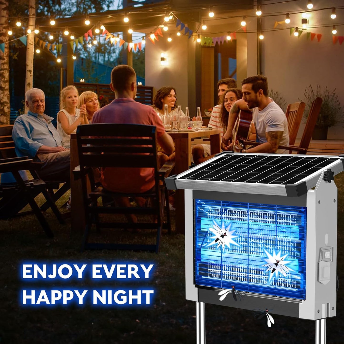 Solar Bug Zapper Outdoor, PhatroyYee Mosquito Zapper 4500V, Waterproof Portable Fly Zapper, Rechargeable Electric Mosquito Killer, Cordless Fly Insect Mosquitos Trap for Patio Yard Home Garden Camping