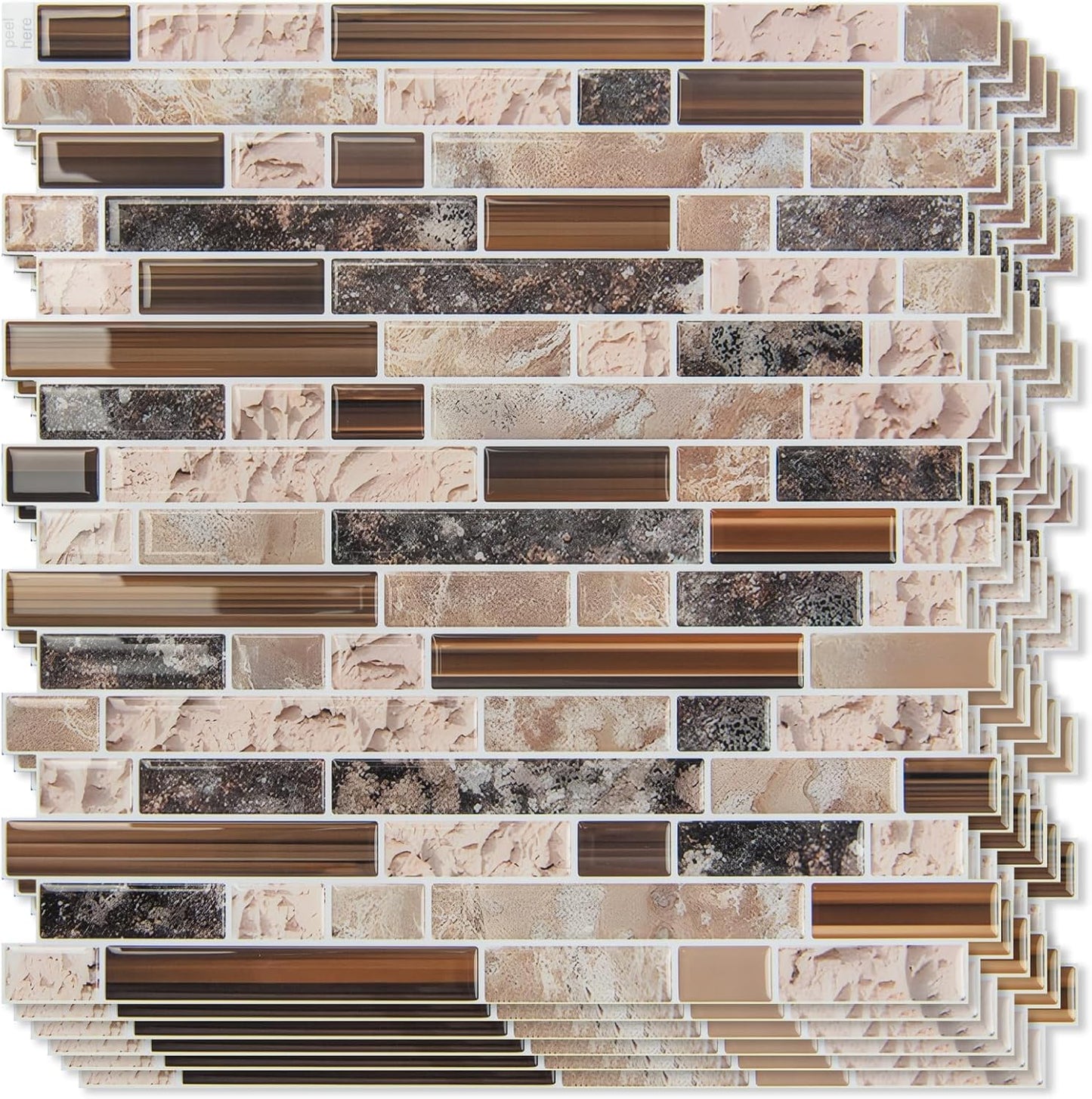 Art3d 10-Sheet Heavy-Duty Peel and Stick Backsplash, Waterproof Wall Tiles Stick on Kitchen Backsplash Living Space, Beige & White