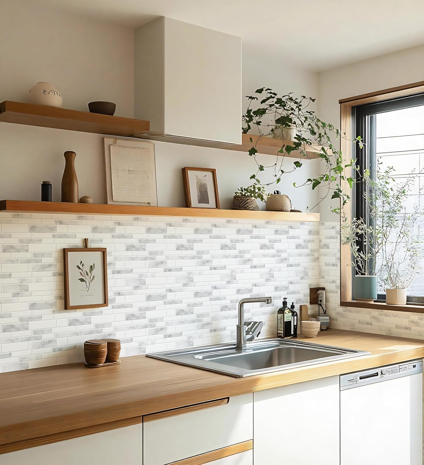 10 Sheets Peel and Stick Backsplash, Peel and Stick Tiles, Marble Look Wall Tiles Backsplash for Kitchen and Bathroom, Livingroom, 12”x12”,Blue&Grey