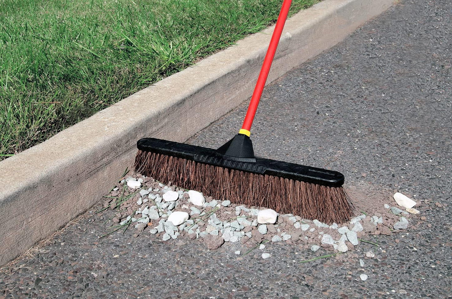 Quickie Bulldozer 24-Inch Multi-Surface Push Broom, 60" Wood Handle, Green, for Outdoor/Indoor Sweeping/Cleaning