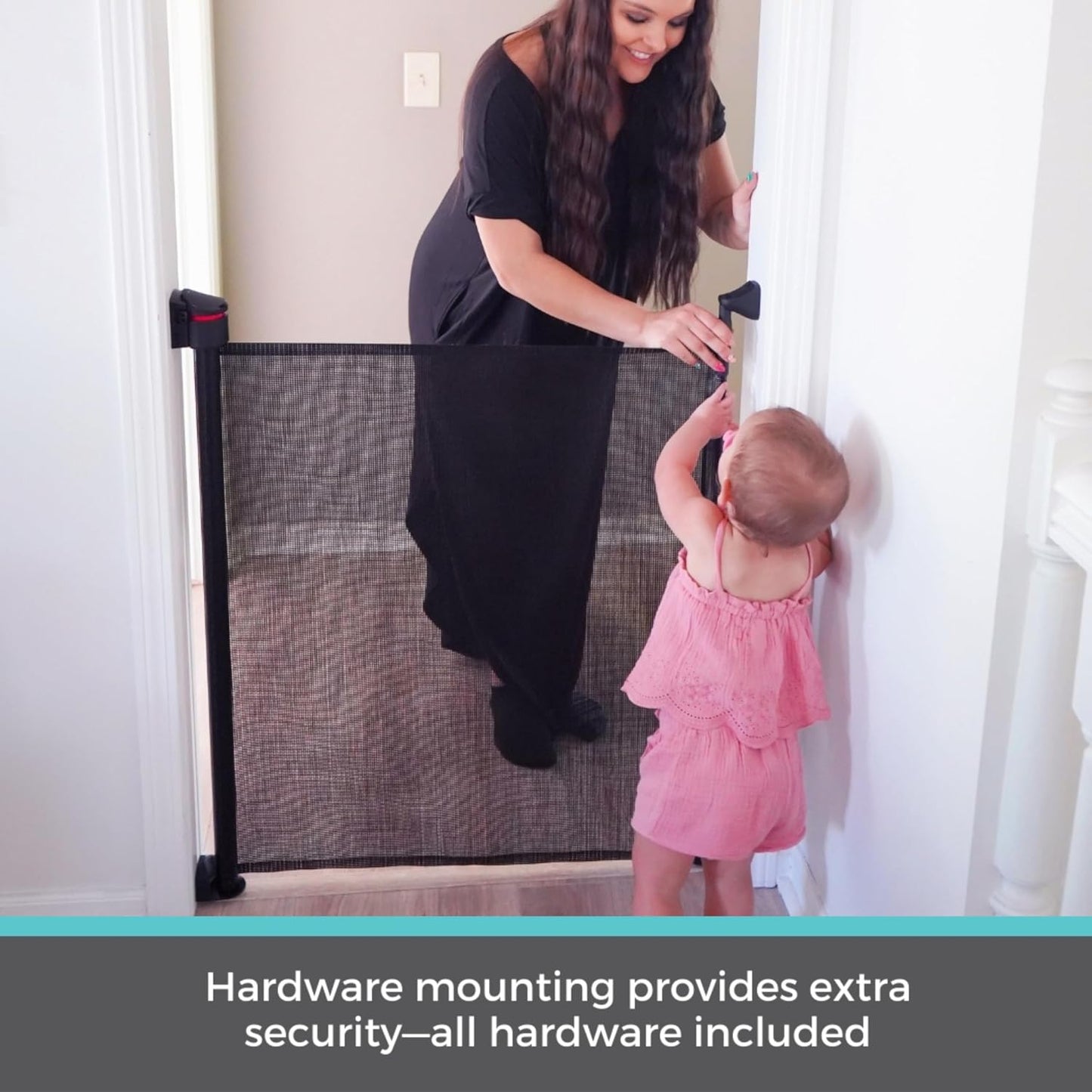 Toddleroo by North States - Retractable Fit Mesh Baby Gate: Indoor Retractable Baby Gate - Extra Wide Up to 55 Inches Wide - 33 Inches Tall - Black