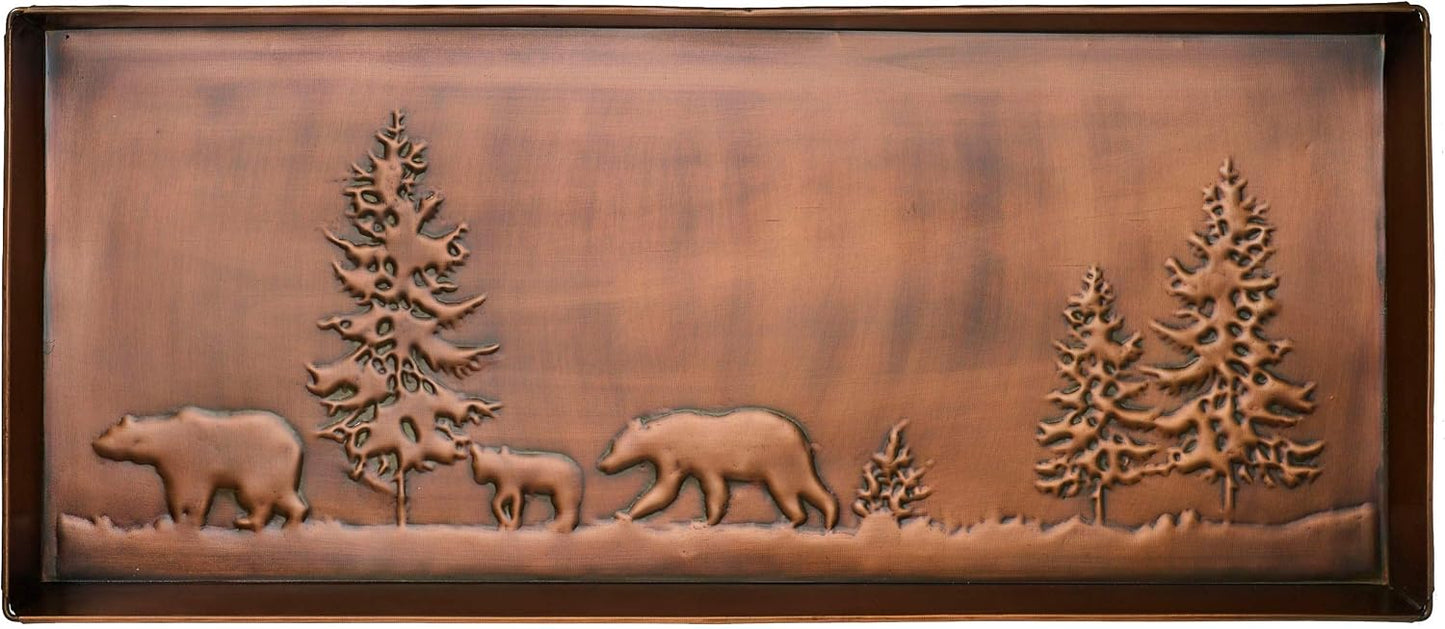 HF by LT Birch Forest Pattern Metal Boot Storage Tray, 30 x 13 inches, Antique Copper Finish