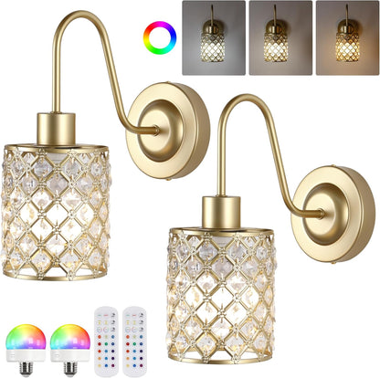 Battery Operated Wall Sconce Set of 2, Rechargeable Wireless Sconces with Dimmable Detachable Magnetic Bulbs and Remote, 3 Colors Wall Lights for Bedroom Living Room Hallway Fireplace