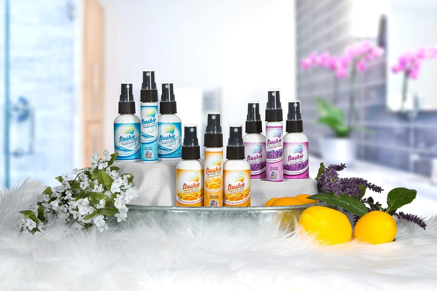 Flushie Pre-Toilet Spray Travel Size Toiletries Bathroom Spray for Toilet Deodorizer Traveling Essentials - Poop Odor Eliminator (Linen, 1oz 3pack)