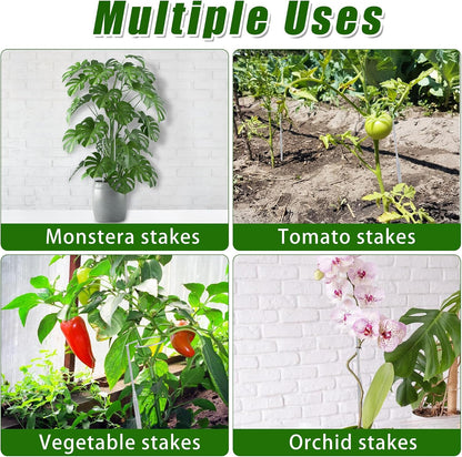 5 Pack Extendable Metal Plant Stakes, 7IN to 24.5IN Adjustable Monstera Plant Supports with Cable Tie Indoor Outdoor Plant Holder Sticks for Monstera Orchids Tomatoes Vines