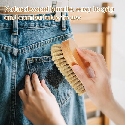 3 Pcs Wood Laundry Stain Brush Stain Remover Brushes with Boar Bristle Small Stain Brush for Clothes for Scrubbing Stains from Furniture Fabric Leather(3 Pcs C)