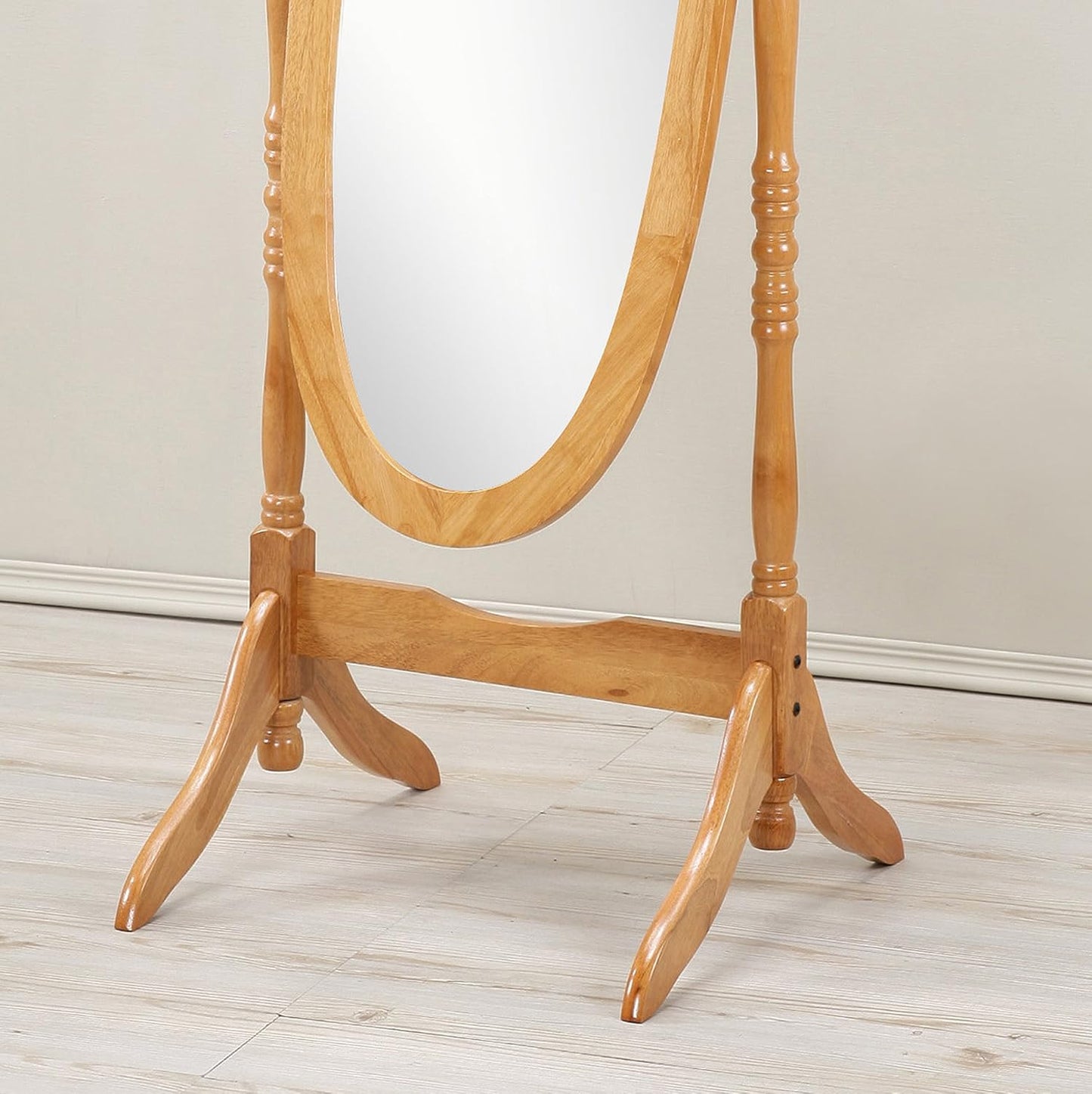 Roundhill Furniture Traditional Queen Anna Style Wood Floor Cheval Mirror, Cherry Finish