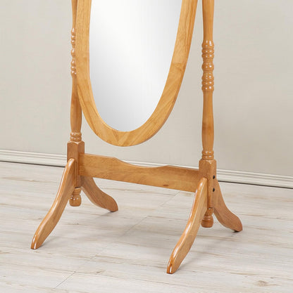Roundhill Furniture Traditional Queen Anna Style Wood Floor Cheval Mirror, Cherry Finish