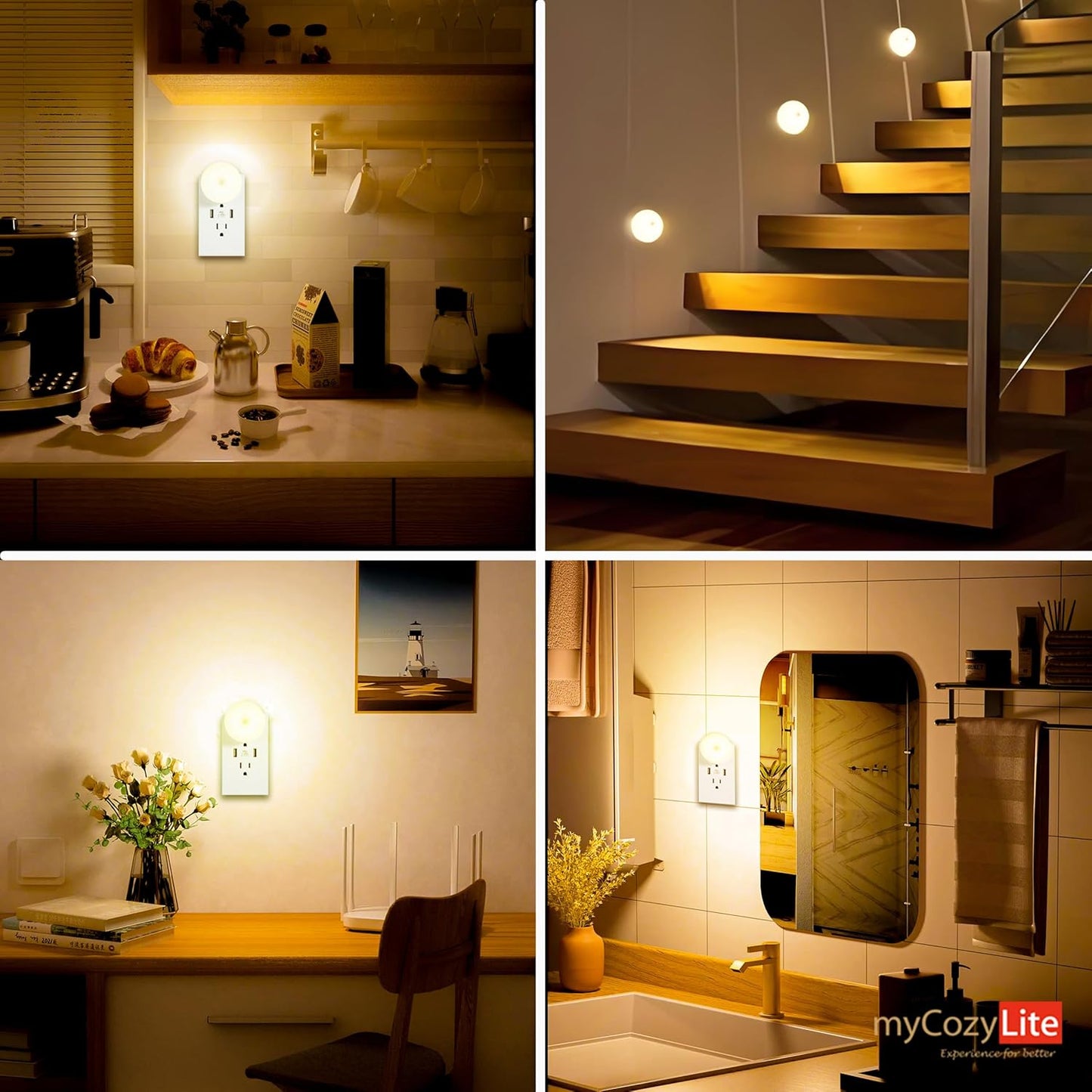 Motion Sensor Night Light, 2 Pack Motion Activated Night Light Plug in, Automatic ON OFF, 3200K Warm Hue, LED Nightlights Plug into Wall, for Bathroom, Kitchen, Bedroom, Kids room, Hallway, Stairway
