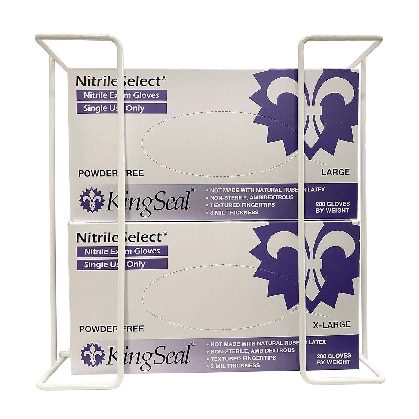 1 Each | Disposable Glove or Tissue Box Holder, TRIPLE (3-Box) Glove Rack, Wall Mounted Universal Box Holder, for Larger Sized Boxes, White - 1 Glove Rack