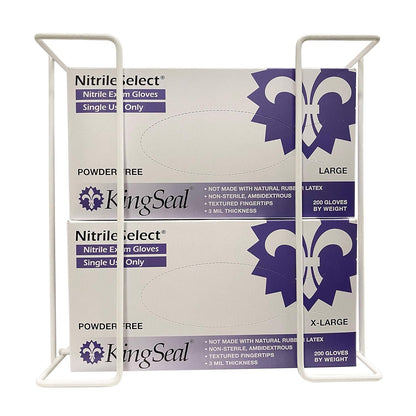 1 Each | Disposable Glove or Tissue Box Holder, DOUBLE (2-Box) Glove Rack, Wall Mounted Universal Box Holder, for Larger Sized Boxes, White - 1 Glove Rack