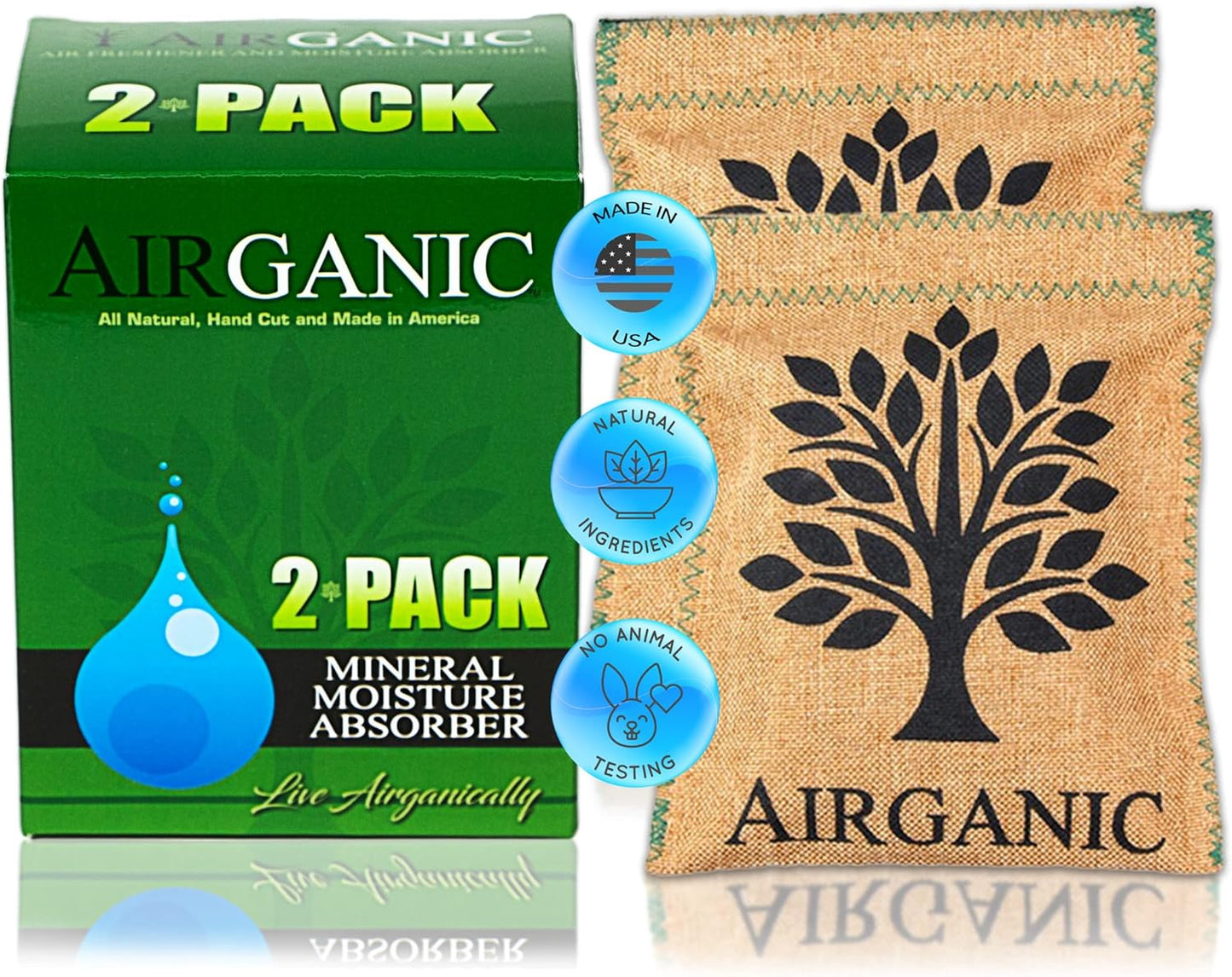 Natural Moisture Absorber Dehumidifier Bags (1-Pack) – Plant & Mineral Desiccant Pouches for Closet, Car, Gun Safe, RV, Bathroom – Reusable Mini Humidity & Odor Control