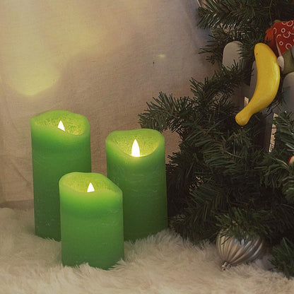 Battery Operated Flameless Candles with Remote Timer Real Wax Realistic Bright Flicker Flickering Electric Electronic LED Pillar Lights Home Wedding Party Decorations Set of 3 Rustic Texture Gray Grey