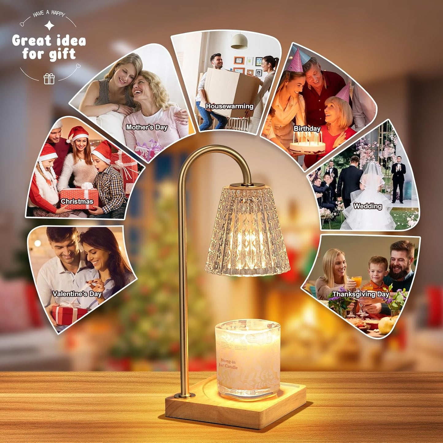Hong-in Candle Warmer Lamp with Timer-Dimmable Adjustable Height Candle Lamp Warmer, Birthday Gifts for Women Mom Her, Housewarming Office Home Decor,Wax Warmer for Scented Wax Jar Candles