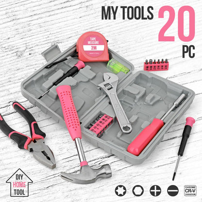 20 Pcs Basic Tool Kit, Compact Home Tool Set with Mini Tool Box, Ideal for Household Repairs, Office Maintenance, Simple DIY, General Tools User-friendly for Beginners, Women & Student(Yellow)