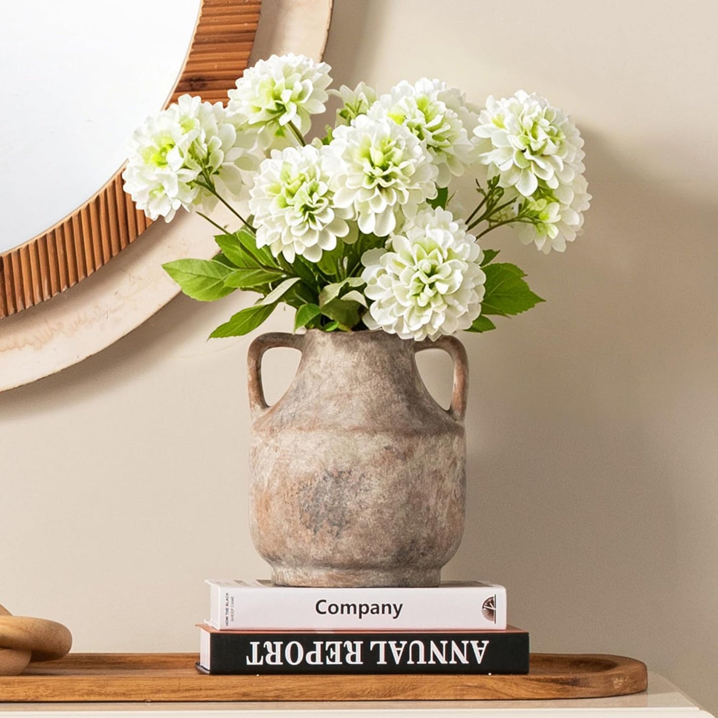 Ceramic Vase Set of 3, Modern Decorative Vases for Home Decor, Small Flower Pottery Vase Sets, Boho Farmhouse Rustic Vases for Living Room, Kitchen, Bedroom, Bathroom, Shelf, Table