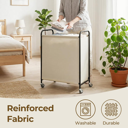 GRANNY SAYS 2 Section 130L Laundry Sorter, Large Laundry Hamper Basket with Wheels and Handles, Durable and Sturdy Rolling Cart for Laundry Room, Hotel, Bedroom, Beige