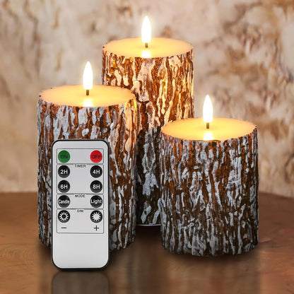 Eywamage Ivory Flameless Pillar Candles with Remote, Flickering Realistic LED Battery Wax Candles Set of 3, Φ 3" H 4" 5" 6"