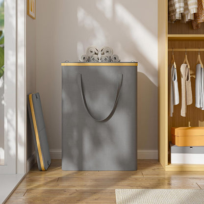 175L Laundry Hamper with Lid 3 Section, Extra Large Laundry Basket with 3 Removable Bags, 46 GAL Laundry Basket Organizer for Bedroom, Laundry Room, Dorm, Grey