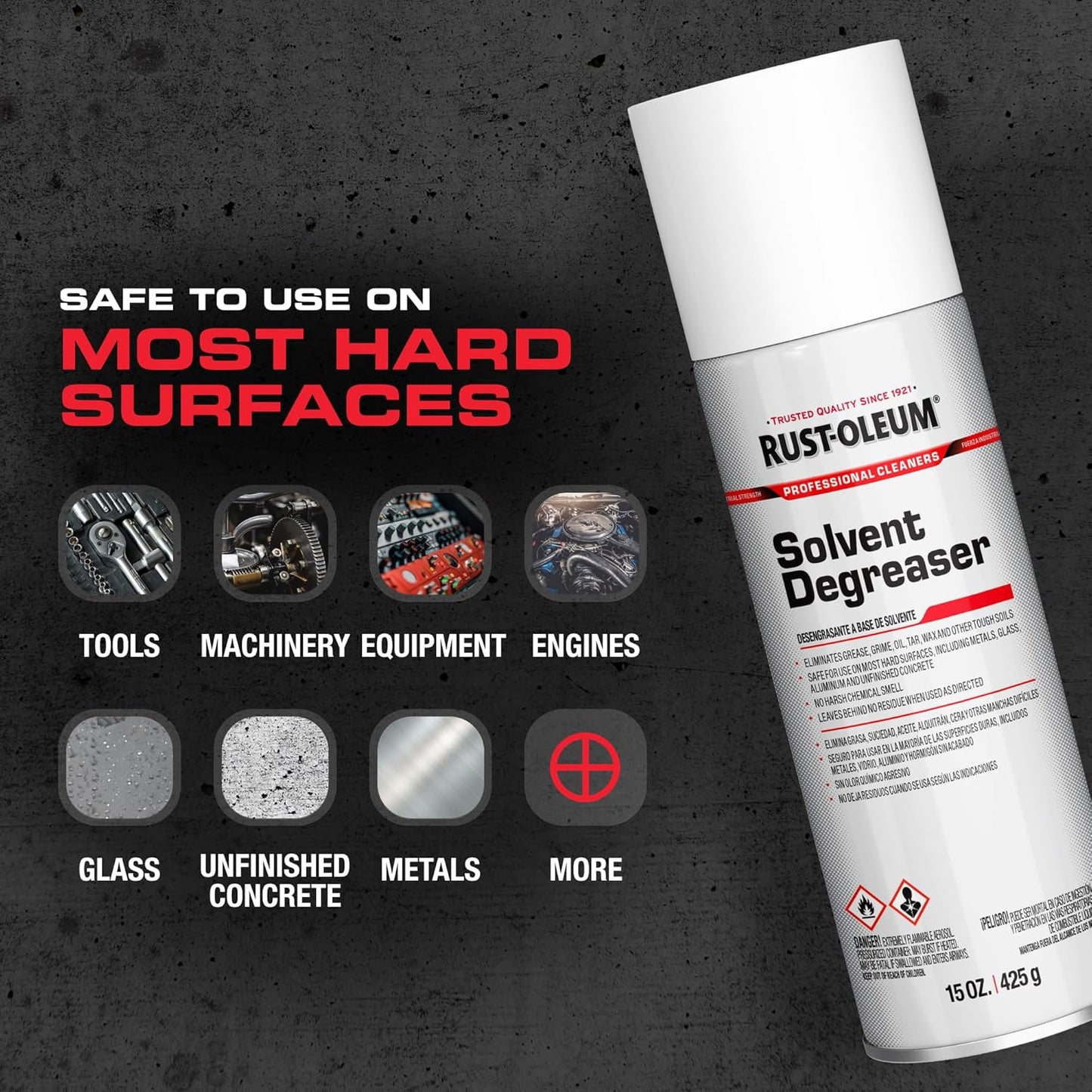 Rust-Oleum Professional Cleaners Solvent Degreaser | 15oz Aerosol | Professional Strength | Non-Chlorinated Formula