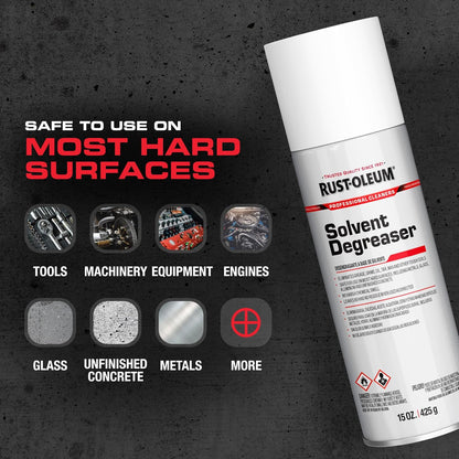 Rust-Oleum Professional Cleaners Solvent Degreaser | 15oz Aerosol | Professional Strength | Non-Chlorinated Formula