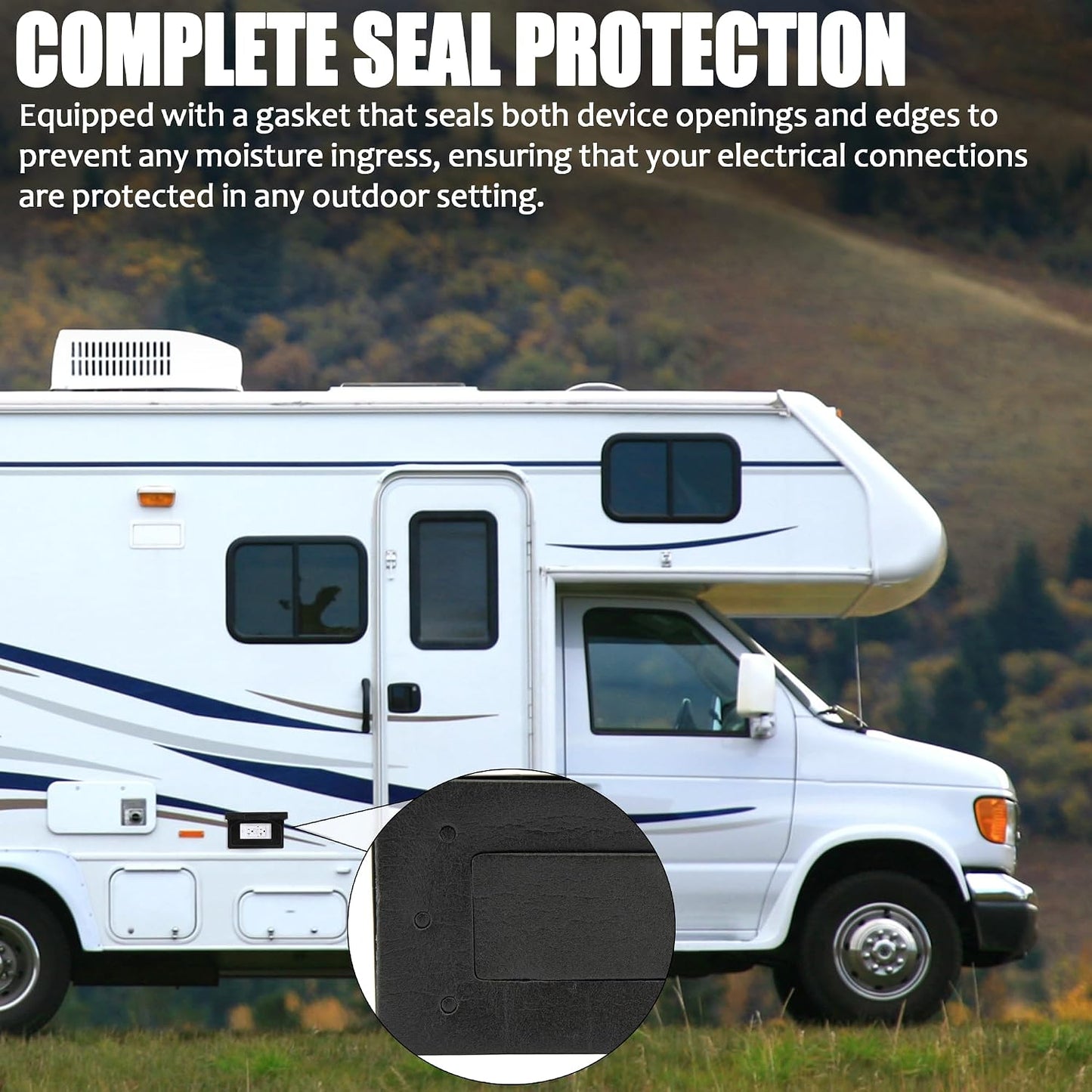 (2-Pack) RV Exterior Power Outlet Cover Plate, Weatherproof Seal for GFI/GFCI Receptacles, Durable Thermoplastic with Spring-Loaded Lid, Black