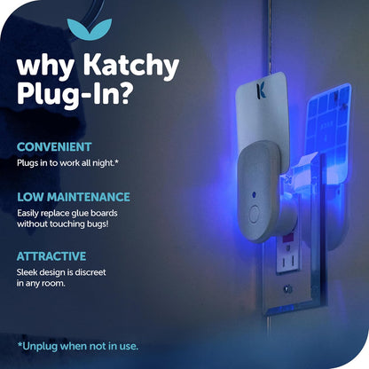 Katchy Flying Insect Trap Indoor – Catcher & Killer for Mosquito, Fruit Fly, Gnat & Small Moth – Non-Zapper with Suction & Blue Light – Ideal for Indoor Spaces, Kitchen & Plants (Original, Black)