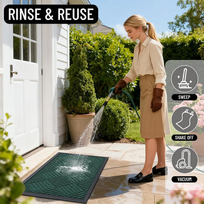 OLANLY Front Door Mat Outside Entrance 29.5x17, Absorbent, Heavy Duty Sturdy Natural Rubber Doormat Indoor Outdoor, Stain and Fade Resistant, Non-Slip Low Profile Floor Mat for Entryway, Grey Diamond