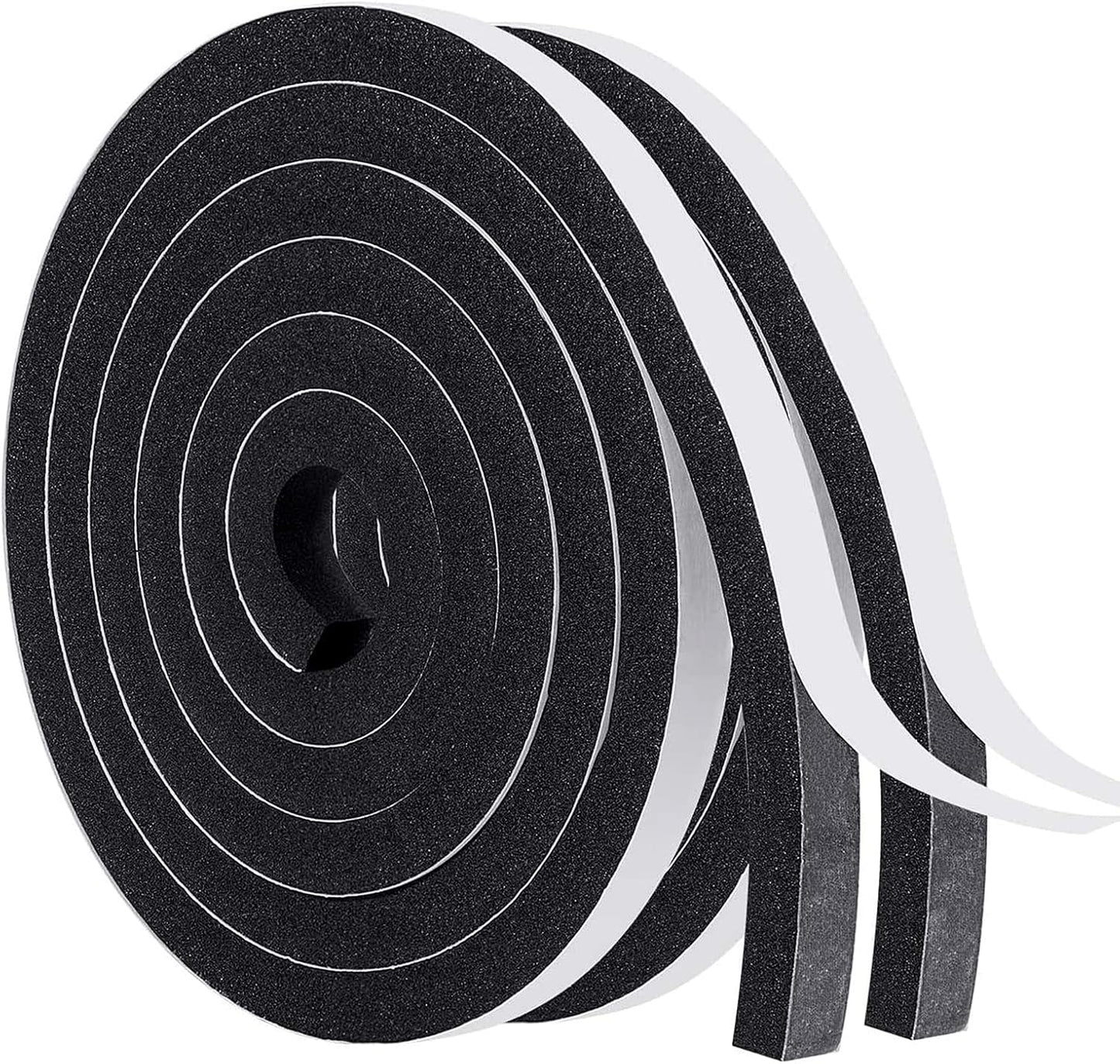 MAGZO Weather Stripping Door Seal, 1/2 Inch Wide X 1/8 Inch Thick Adhesive Foam Tape Soundproof Weatherstripping for Windows, 3 Rolls Total 50FT Black
