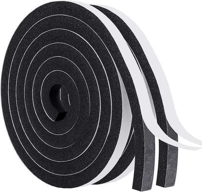 MAGZO Weather Stripping Door Seal, 1/2 Inch Wide X 1/8 Inch Thick Adhesive Foam Tape Soundproof Weatherstripping for Windows, 3 Rolls Total 50FT Black