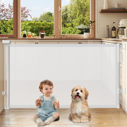 Retractable Baby Gates for Doorways, 58" Extra Wide Mesh Child Dog Gate for Stairs, 34" Tall Toddler Pet Gate Indoor and Outdoor, Easy Install, Essential for Home Safety, Black
