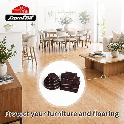 Ezprotekt Felt Furniture Pads for Hardwoods Floors, 440 PCS Self Adhesive Felt Pads for Chairs, Cuttable Anti-Scratch Furniture Feet Floor Protectors for Chair Sofa Bed Table Cabinet (Black)