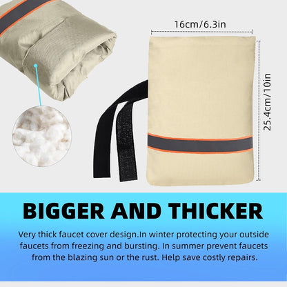 Outdoor Faucet Socks - 10'H x 6.3'W for Winter Freeze Protection, 2 Piece Tap Cover, Reusable Spigot Cover - Beige