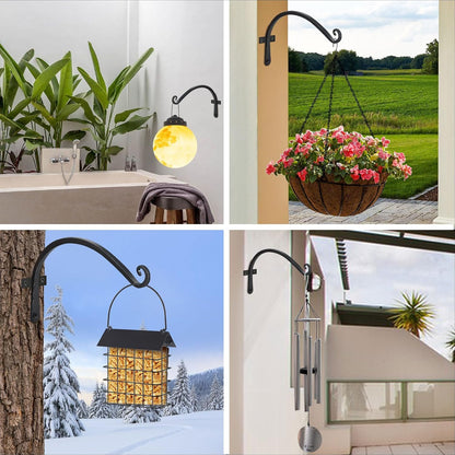 FEED GARDEN Heavy Duty Plant Hangers Outdoor Indoor, 8 Inch 2 Pack Metal Hanging Bracket Holds Up to 44 lbs, Wall Brackets for Hanging Baskets, Bird Feeders,Wind Chime& Lanterns, Black