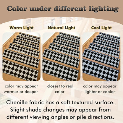 Non-Slip Carpet Stair Treads 15PCS, 8"x30" Peel and Stick Stair Runner for Wooden Steps Indoor, Washable Reusable Adhesive Backing, Pet-Friendly Safety Mats for Kids, Elders, Dogs